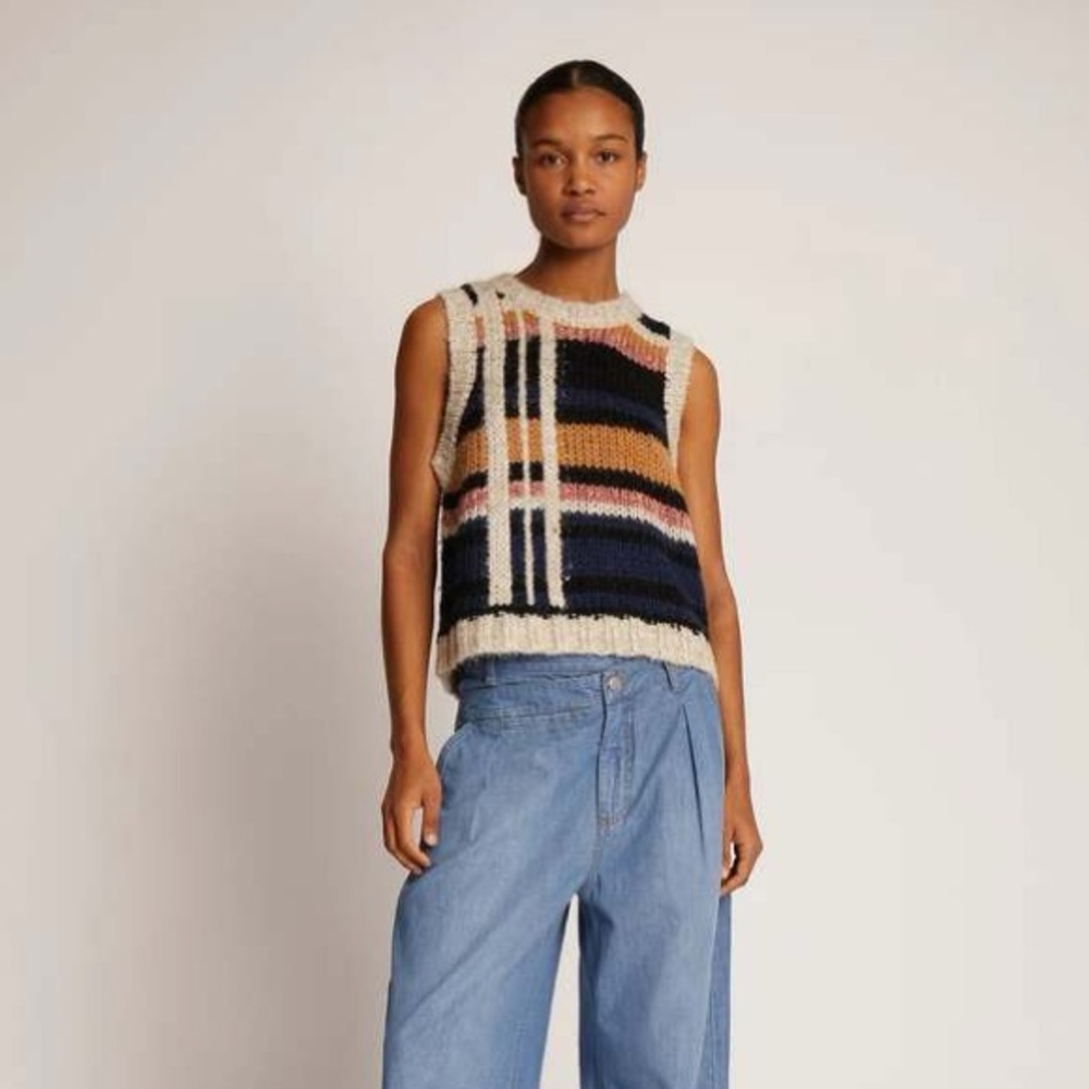 MUNTHE Tahuma Vest Striped Knit Top Size 2 FR 34